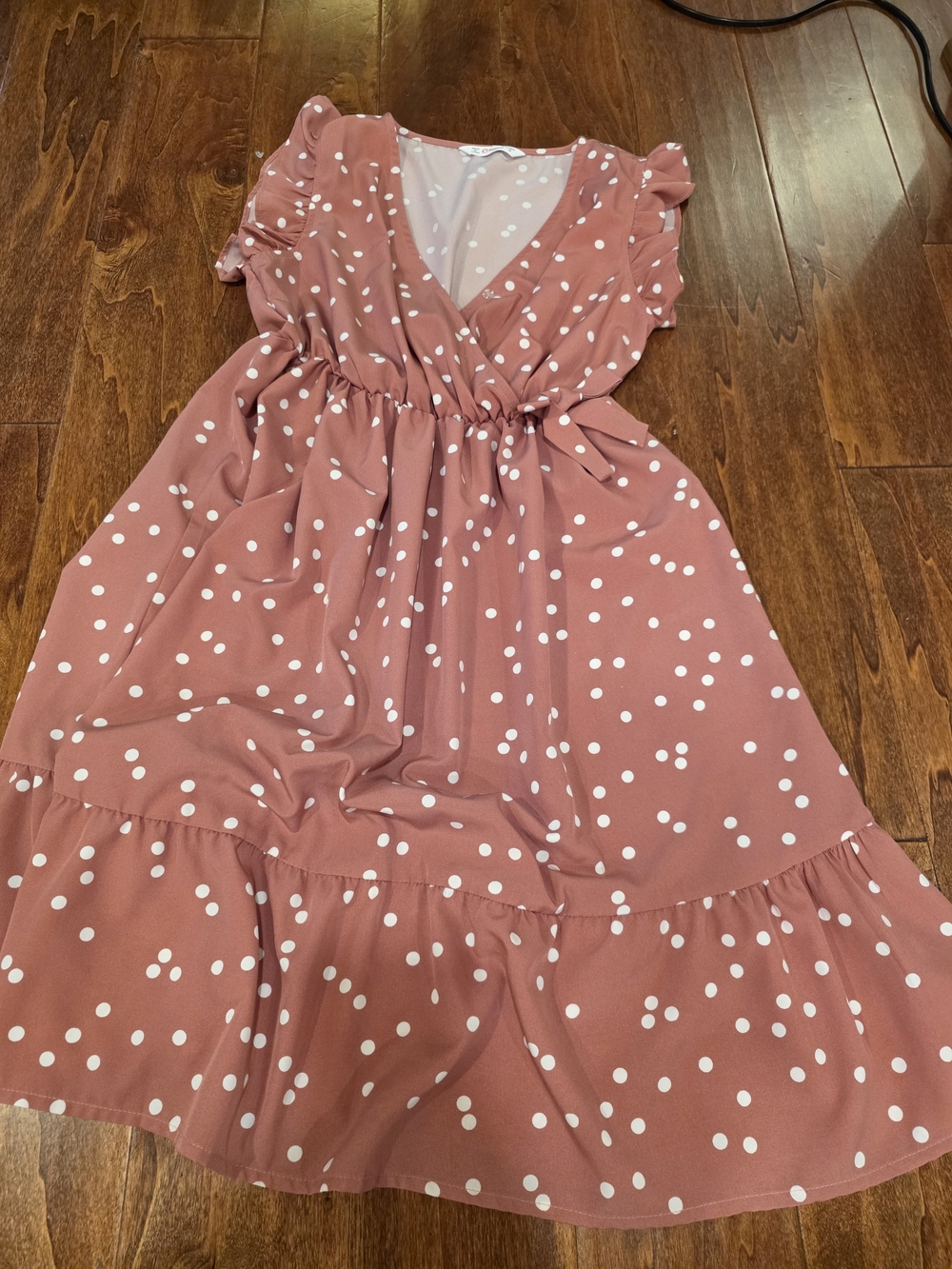 PatPat Womens Dusty Rose Polka Dot Dress Sz Small